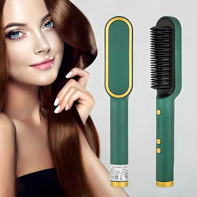 Generic 3-in-1 Hair Straightener Brush – Detangling, Styling & Hair Massager