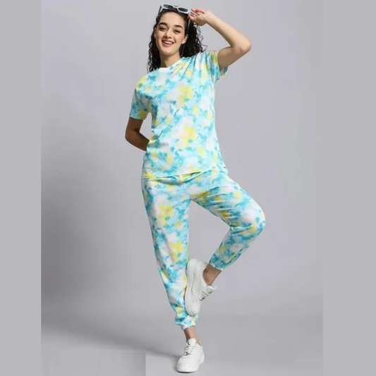 Women's Casual Tie Dye Print Night Suit